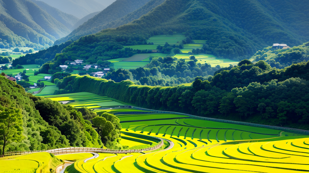 山間の棚田風景