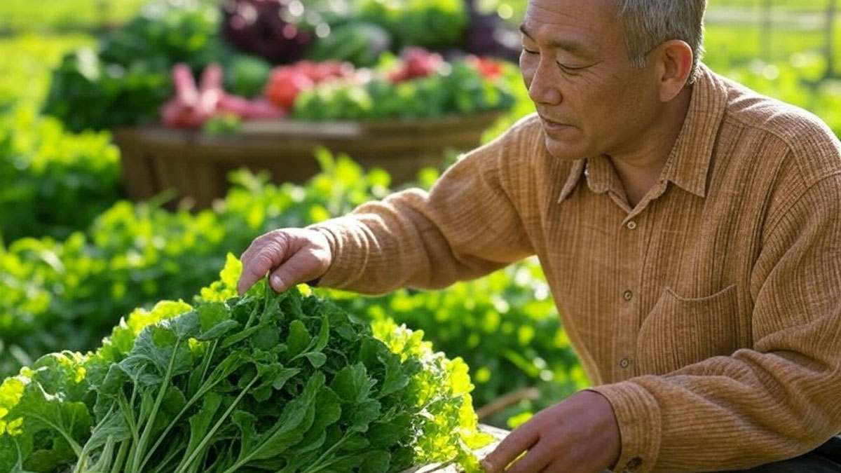 自然栽培の収穫野菜